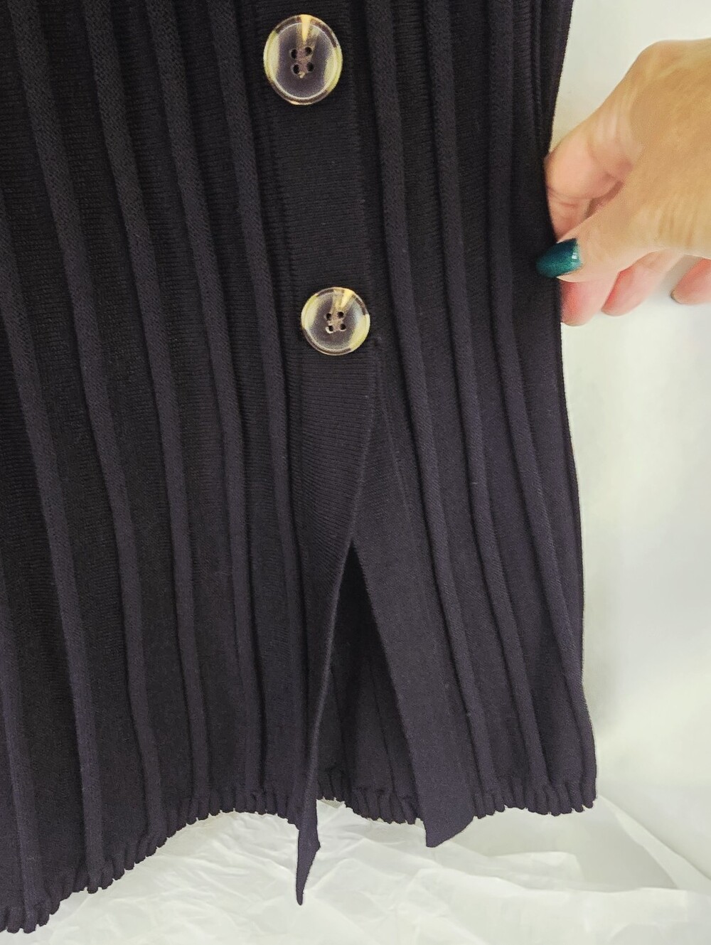 NWOT Nina Leonard Sz MP Ribbed Sweater Knit Top & Pleated Elastic Skirt 2pc Set - Picture 12 of 15